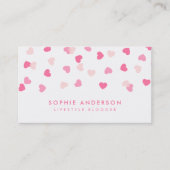 Verspreide roze harten Confetti sociale media Visitekaartje (Voorkant)