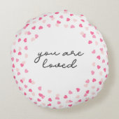 Verspreide roze harten Confetti u wordt gehouden Rond Kussen (Achterkant)