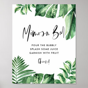 Verspreide tropische bladschoenen tonen Mimosa-bal Poster