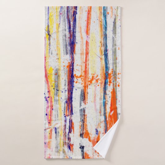 Verspreide verf op witte achtergrondverf, kunst, f badhanddoek (Badhanddoek)