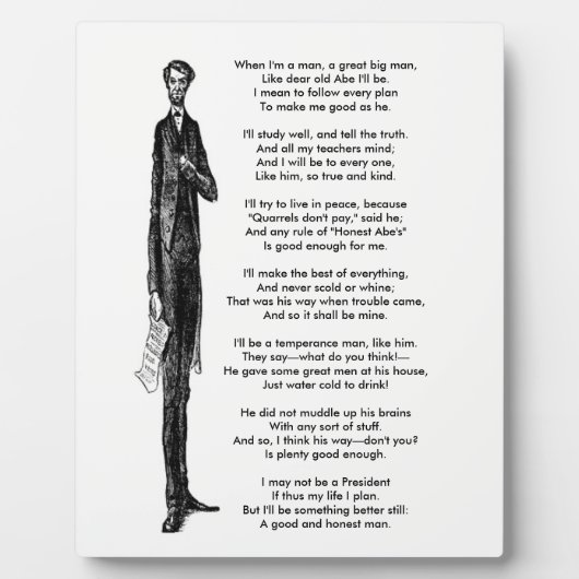 Verspreiding over President Abraham Lincoln gedic Fotoplaat (Voorkant)