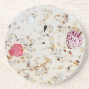 Verspreiding van kleurrijke Tiny Seashells Zandsteen Onderzetter