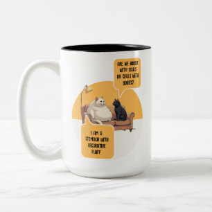 Verstandige kat filosofie humoristische quote tweekleurige koffiemok