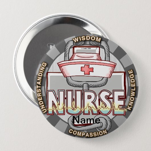 Verstandverpleegkundige Ronde Button 4,0 Cm (Voorkant /achterkant)