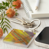 Versteend hout geel sleutelhanger (Voorkant Rechts)