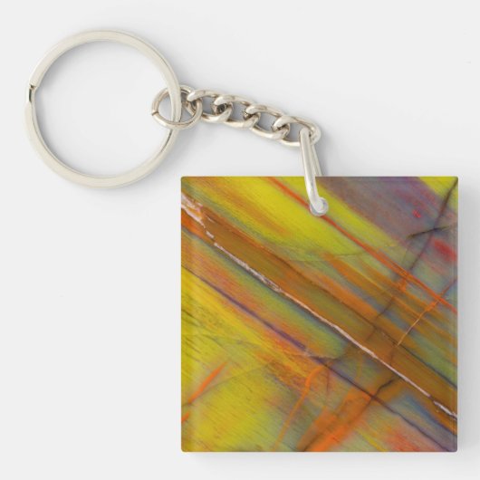 Versteend hout geel sleutelhanger (Voorkant)
