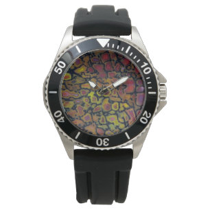 Versteend regenboog dinosaurusbot horloge