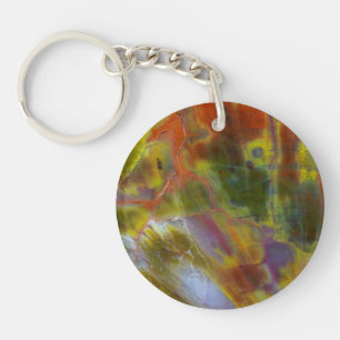 Versteend regenbooghout sleutelhanger