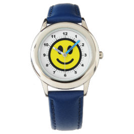 Verstelbare Happy Face Blue-nummer van kind Horloge