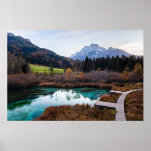 Versterking van Zelenci, Slovenië in het najaar Poster