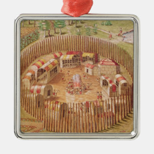 Versterkt Indiaas dorp uit 'Brevis' Metalen Ornament