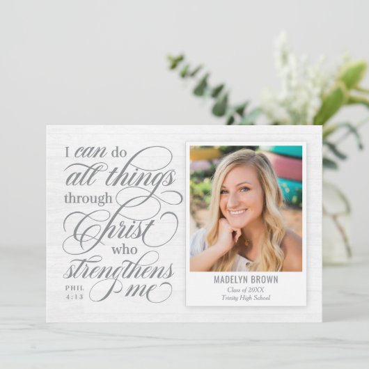 Versterkte afstudeeraankondiging uitnodiging (Staand voorkant)