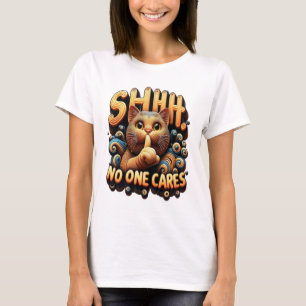 Verstomde katachtige elegantie shhh niemand geeft t-shirt