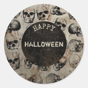 Verstoorde Happy Halloween Party  Skulls Ronde Sticker