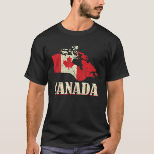 Verstoorde landkaart Canada Day Proud Canadian Fla T-shirt
