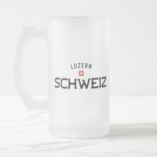 Verstoorde Luzern Schweiz (Luzerne Zwitserland) Matglas Bierpul (Links)