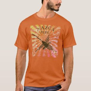 Verstoorde Nazca Peru Hummingbird Retro Sunset T-shirt