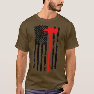Verstoorde patriot Ax Thin Red Line American Flag T-shirt