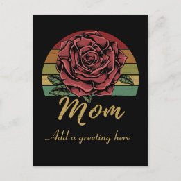 Verstoorde Retro Sunset Red Rose mama Briefkaart