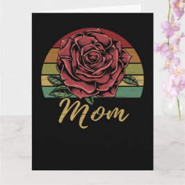 Verstoorde Retro Sunset Red Rose mama Kaart