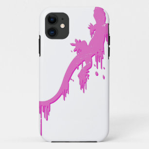 Verstoorde roze salamander met verfdrukking iPhone 11 hoesje