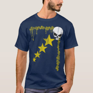 Verstoorde schedel/Star Pattern T-Shirt (geel)