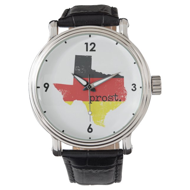 Verstoorde Texas German Flag Prost Horloge (Voorkant)