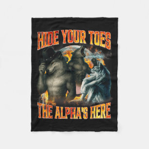 Verstop je tenen De Alfa is hier Funny Alpha Wolf Fleece Deken