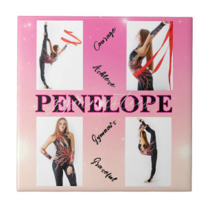 Verstrengelde Gymnastiek Roze 4 Foto Aanmoediging Tegeltje