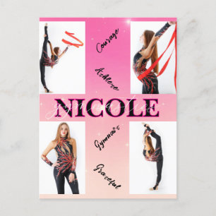 Verstrengelde Gymnastiek Roze 4 Fotoaanmoediging Briefkaart
