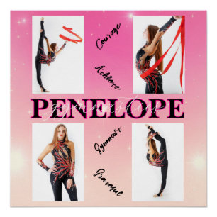 Verstrengelde Gymnastiek Roze 4 Fotoaanmoediging Perfect Poster