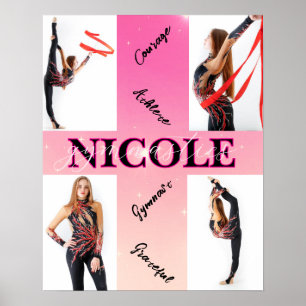 Verstrengelde Gymnastiek Roze 4 Fotoaanmoediging Poster