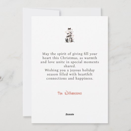 Verstrengelde Katten Kerstvakantie Kaart (Achterkant)