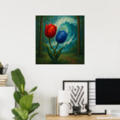 Verstrengelde tulpen - Painterly Style Floral Art Poster (Thuiskantoor)