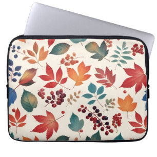 Verstrooide Bladeren en Bessen Laptop Sleeve