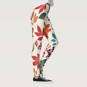 Verstrooide bladeren en bessen leggings