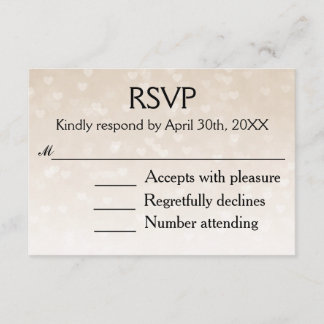 Verstrooide harten Licht Taupe Ombre Trouwfeest RSVP Kaartje