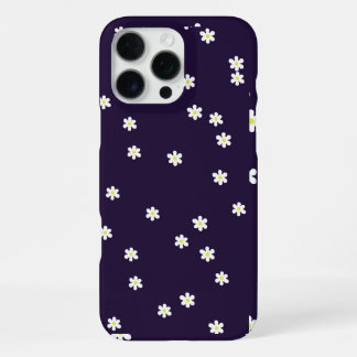 Verstrooide madeliefjes op dieppaarse telefoonhoes iPhone 16 pro max hoesje
