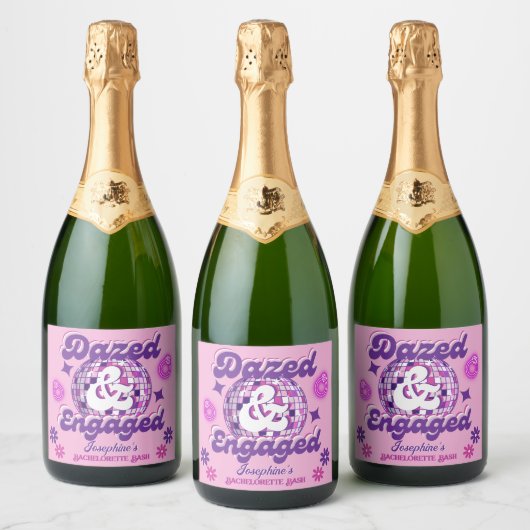 Versuft & Betrokken Retro Disco Bachelorette/Brida Sparkling Wijnetiket (Flessen)