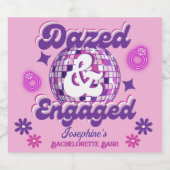 Versuft & Betrokken Retro Disco Bachelorette/Brida Sparkling Wijnetiket (Enkel label)