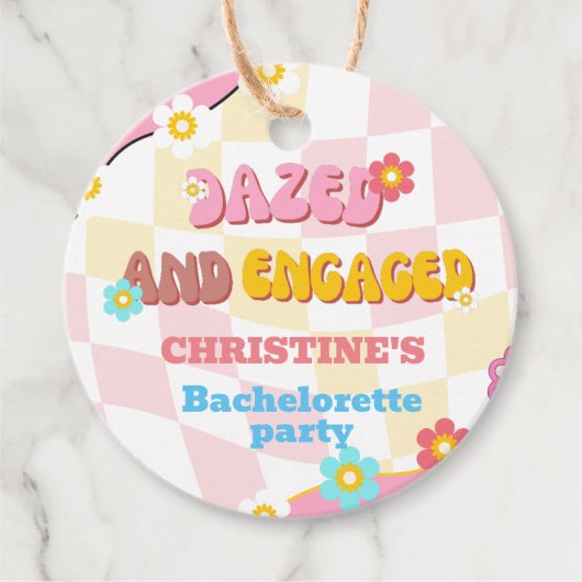 Versuft en betrokken Bachelorette Retro Groovy 70s Bedankjes Labels (Voorkant)