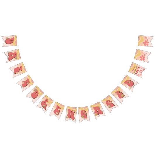 Versuft en betrokken groovy retro bachelorette ban vlaggetjes (Alle)