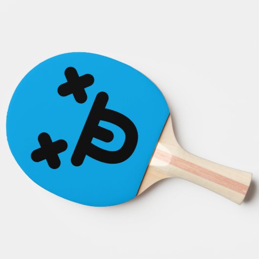 Versufte tong uit gezicht Blauwe Ping Pong Paddle Tafeltennisbatje (Zijkant)