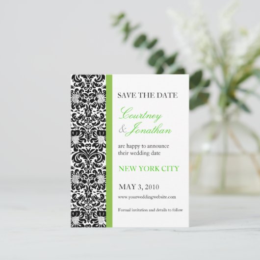 Vert Accentué Damas Enregistrer La Date Invitation (Debout devant)