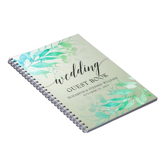 Vert Aquarelle Feuille Fleurs Mariage Livre d'or (Côté Droit)