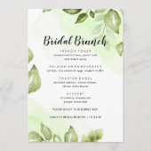 Vert Aquarelle Floral Bridal Brunch Menu (Devant)