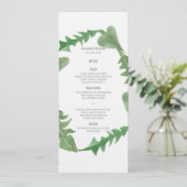 Vert Aquarelle Foliage Menu Mariage (Debout devant)
