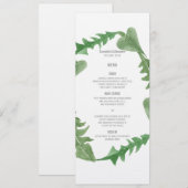 Vert Aquarelle Foliage Menu Mariage (Devant / Derrière)