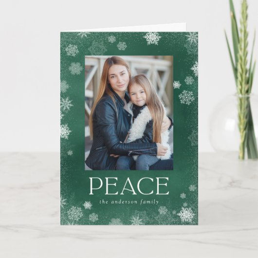 Vert aquarelle Froid Peace Carte photo de vacances (Devant)