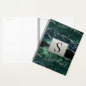 Vert Argent Paillettes Marbre Géode Agate Monogram (Devant avec enveloppe)